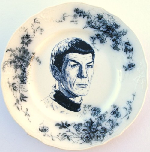 aesthetictic:  (via Flow Blue Spock Portrait Plate Altered Antique by BeatUpCreations) OH MY GOD