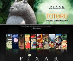 thedailywhat:  Faux First Look of the Day: Japan Cinema’s April Fools Day prank is an instant classic: A surprise announcement concerning an upcoming Pixar adaptation of Hayao Miyazaki’s influential anime feature My Neighbor Totoro. Directed by John