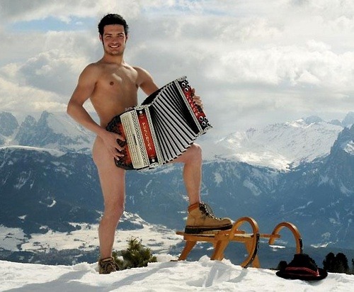 It’s fun2bnaked when playing accordion on a snowy mountain top.  Really, it is – here&rs
