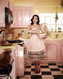 bohemea:  Dita Von Teese in her kitchen -