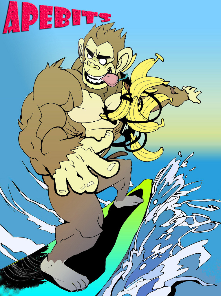 Surfing home with a lovely bunch of bananas.Apebit fanart by Thymilph. &lt;3Go