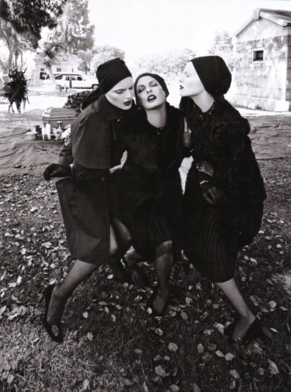 Guinevere Van Seenus, Linda Evangelista, and Karen Elson by Steven Meisel in Vogue