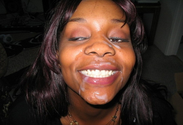 thefreakinyou:  she happy she got cum on her face 