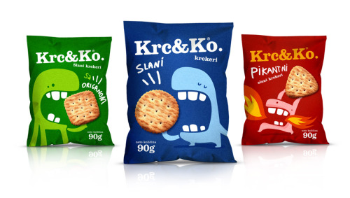 Krc&Ko package design  Krc&Ko. (Crunch&Co. in English) is line of various snack products. PGS task was to create entirely new brand on the market, which included visual identity, naming the product and package design. The name Krc&Ko.
