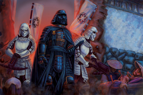  Samurai Vader - by Yen Nguyen Artist Note: Fan painting of Star Wars except set in samurai times. The weapons the Stormtroopers are using are ancient chinese bolters reknown for multiple shots. 