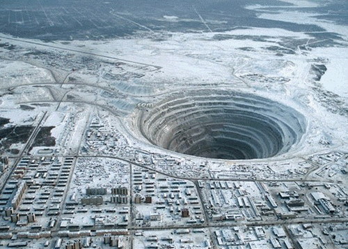 miserablekid:  film-grain:  The mirny diamond mine in russia is the world’s biggest