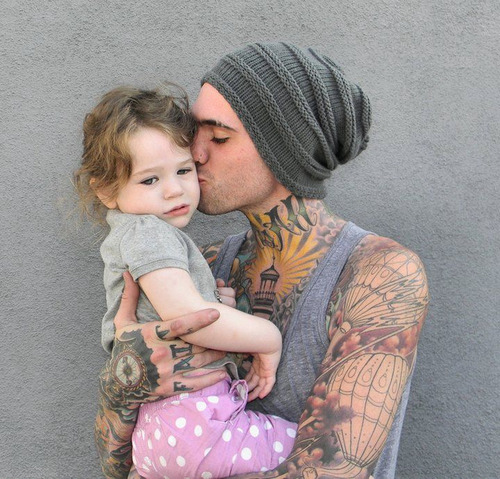 birdordevil:  nothing more precious than a tattooed man and his child. &lt;3