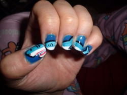 Vanessabeezneez:  Great White Shark Nails Done By Me. 