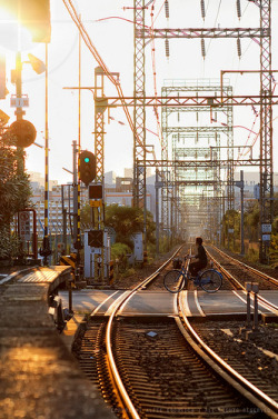 yokosojapan:  Looking down the tracks at the end of a lovely day: Kawasaki Daishi Station, Kanagawa, Japan (by Alfie | Japanorama) 