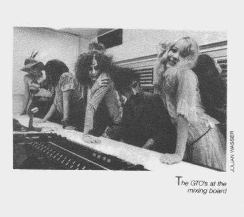 raising-hell-blog-blog:The GTOs at the mixing board with Mr. Frank Zappa. From Miss Pamela’s first b