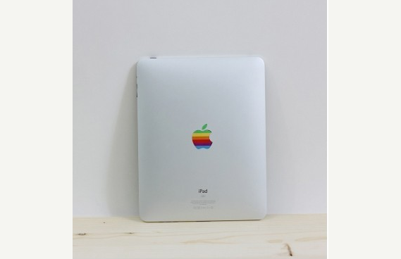 Apple Logo Rainbow iPad Decal on Etsy. $4.99 for some retro goodness.