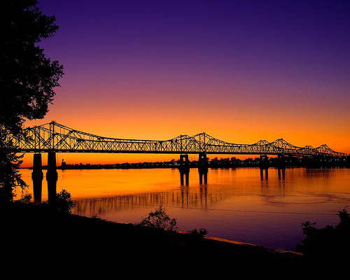 lori-rocks: The Natchez-Vidalia Bridge at Sunset  by Chester Bullock