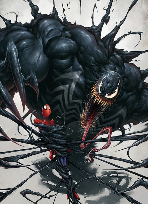 justinrampage:  Spider-Man is running out of options in this amazing fan art piece by artist Blaz Porenta. It’s never wise to face-off against Venom. Venom by Blaz Porenta / NinjaASSN (CGHUB) (Facebook) 