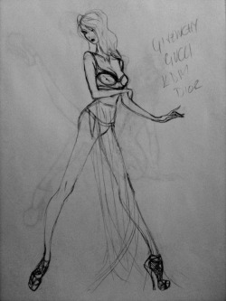 hoganmclaughlin:  A/W rough sketches Givenchy bra, Gucci skirt and belt, KikiDM garter belt, Dior shoes 