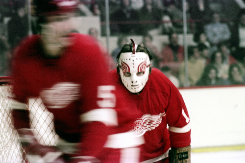 Red Wings Goalie 1980's Jim Rutherford Retro Mask 1970's T-Shirt Detroit 
