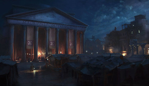 fuckyeahvideogameconceptart: Assassins Creed Brotherhood. Pantheon at Night.