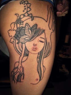 fuckyeahtattoos:  One of Audrey Kawasaki art works. I absolutley love this the most. Got it from Sin City tattoo. My artist did a good job, color will come soon. 