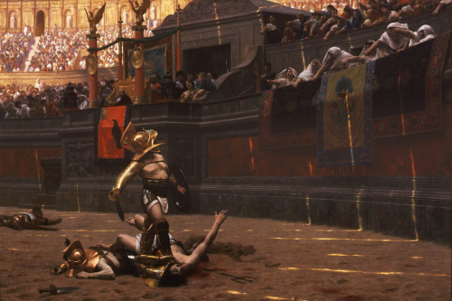 Jean-Leon Gerome (1824-1904)Pollice VersoOil on canvas1872149.2 x 96.5 cmPhoenix Art Museum  ___ “Jean-Léon Gérôme was among the most officially honored and financially successful French artists of the second half of the 19th century. His brilliantly