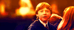 ruperts:   #RON’S REACTIONS WHEN HE SEES HERMIONE  #I DON’T THINK YOU UNDERSTAND THE FEEEE EEEEE EEEELINGS THIS IS GIVING ME RN i mean just look at him, LOOK AT HIM all star struck like he hasn’t seen her in twenty years or like she’s god’s