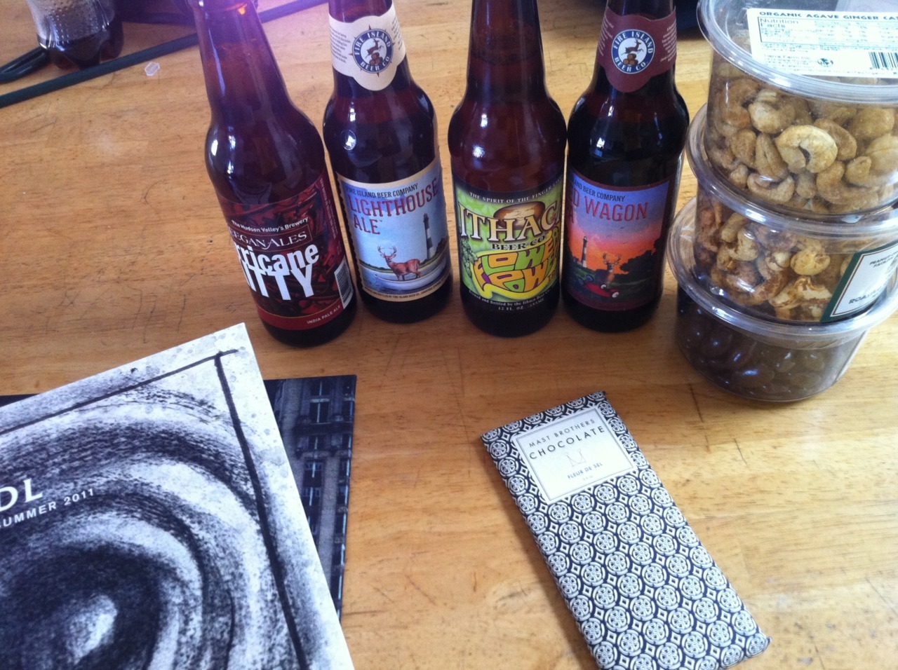 Took a long walk today with the dog and picked up an assortment of NYC/NY State goods from Fire Island Beer Company, Ithaca Beer Company, Keegan Ales, Mast Brothers and Tierra Farms while drinking a BAO Kombucha.