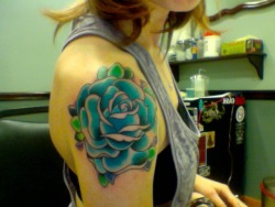 fuckyeahgirlswithtattoos:  my blue rose done by heather at pleasures of the flesh tattoo in fort myers, fl 