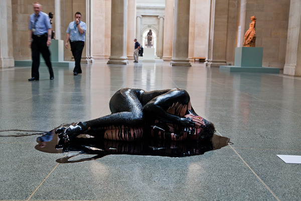 thedailywhat:  Messy Protest of the Day: A naked member of the activist group Liberate