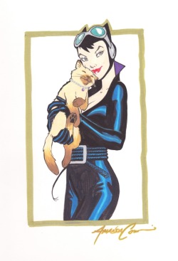 shellnestro:  Catwoman (plus a bonus kitty!) [By Amanda Conner] 