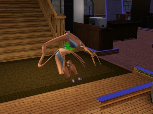 fuckyeahsimsmeme:  sooo, this is what happens when i get an outfit off the exchange for my  sims…. nice. hahaha and its creepy cause it rolls around on the floor  haha 