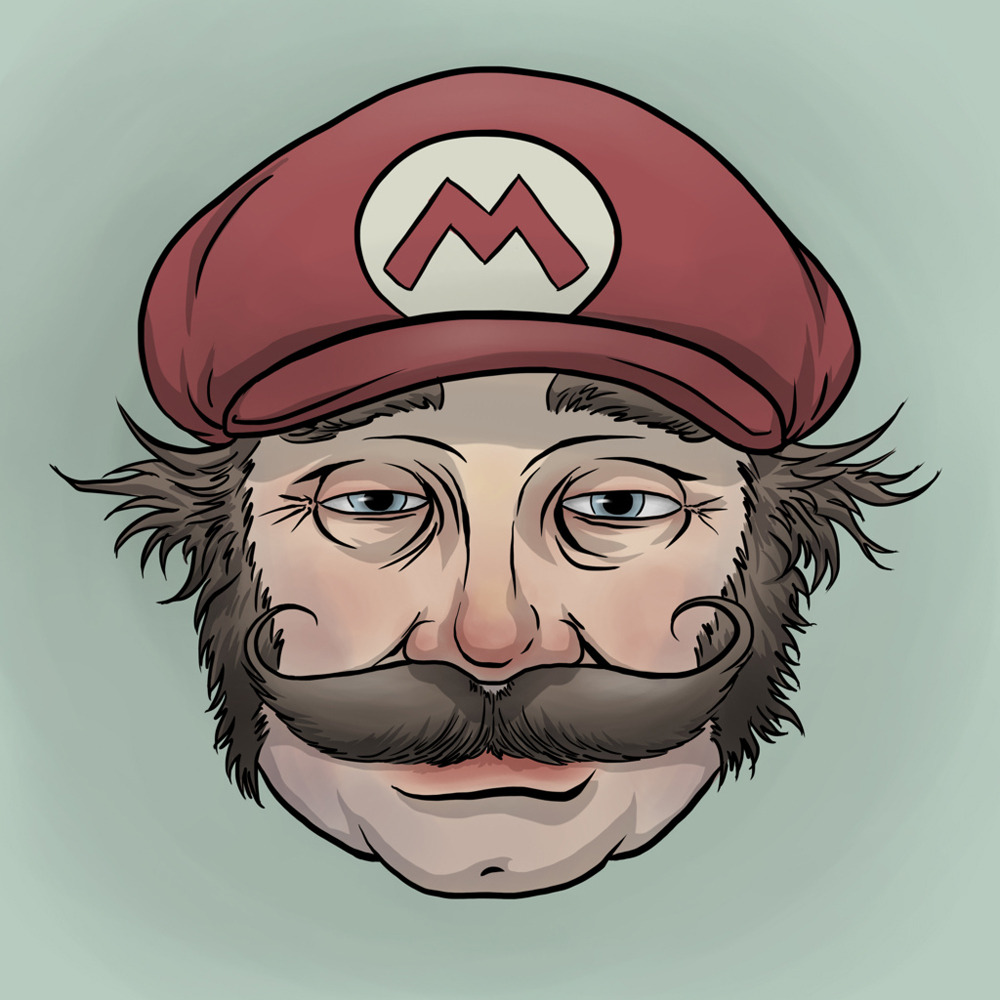 The old / drunk / well shaven plumber Mario is pretty happy with how his life turned out in Shay Plummer’s rad fan art illustration.
Itsa Me, MARIO by Shay Plummer (Flickr) (Twitter)