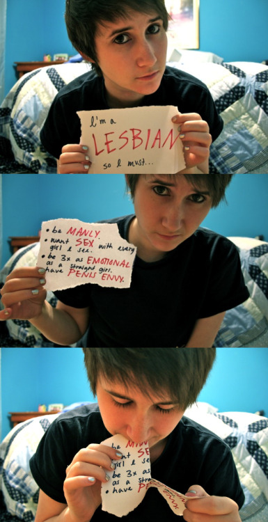  oracularowl:  I made this because some of the stereotypes that I have heard about my sexuality lately have been disgusting. I made this to remind you to not let stereotypes control you. Don’t let anyone tell you that what you are is just a phase, or