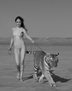 exposed-in-public:  Exposed walking her tiger at http://exposed-in-public.tumblr.com/ nudebeachday:  nice pussy 