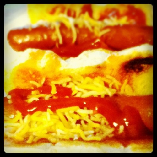 hot dogs. Ran outa buns so I used Hawaiian bread lol.  (Taken with instagram)