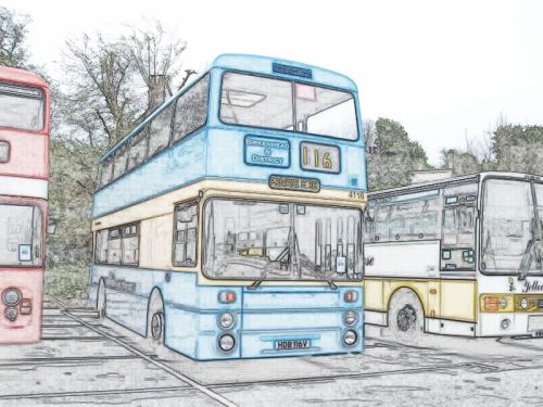 Birkenhead &amp; District Bus - Lineart Sketch
