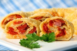 gastrogirl:  stromboli with salami, pepperoni, ham, and cheese. 