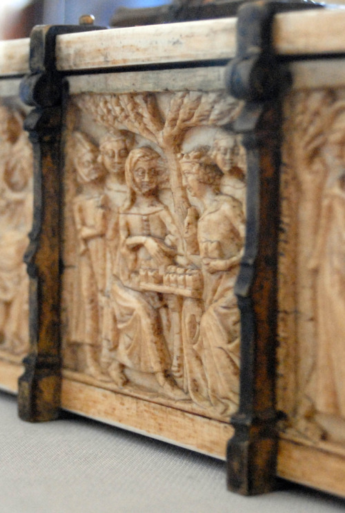 Detail of an ivory box showing women playing chess.(Byzantine crafts)