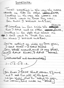  George Harrison’s handwritten lyrics for