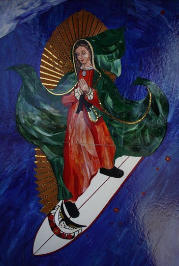 Surfing Lady of Guadalupe in Encinitas,CA