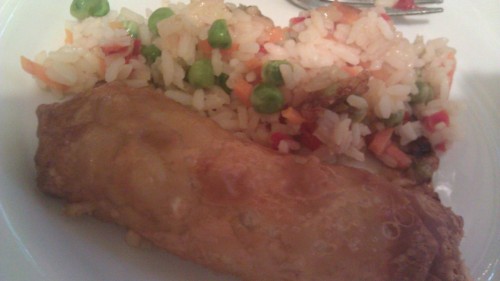 Lean Cuisine vegetable eggroll w/ rice - Prepared at home