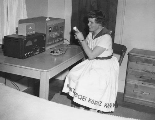 Found A Couple Old Photos Of My Mom Practicing Her Ham Radio Skillz Back In The Day. Ham Radio Was Actually