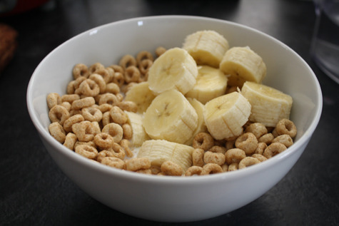 Cheerios and bananas. Yum!