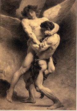 100artistsbook:  Jacob Wrestling with the Angel by Leon Bonnat 