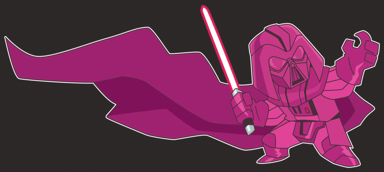 Real chibi sith lords wear pink, according to Priscilla Tramontano and her rockin’ Star Wars illustration. “I find your lack of vibrancy disturbing.” - Chibi Vader
Related Rampages: Darth Maul | Boba Fett | SPARTAN (More)
Pink Vader by Priscilla...