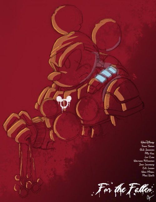 herochan:  For the Fallen  - by Jeffrey Thomas Artist note: I really like Gears of War…and I really like Mickey Mouse. So I thought, I should combine them…I, of course, was tired at the time of this thought process but I really like the result.