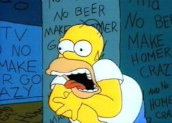 insaneyesplease:  Sin televisor y sin cerveza Homero pierde la cabeza