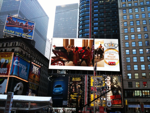 The view of the Royal Wedding live from Times Square. Lots of people around - but there are always l