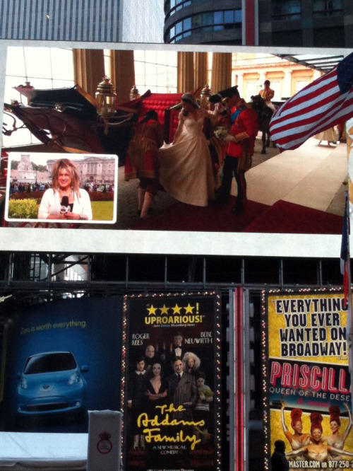 The view of the Royal Wedding live from Times Square. Lots of people around - but there are always l