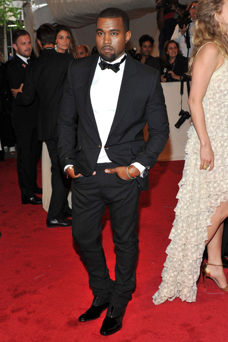 Kanye West in a custom Tory Burch tux at the Met Costume Institute Gala