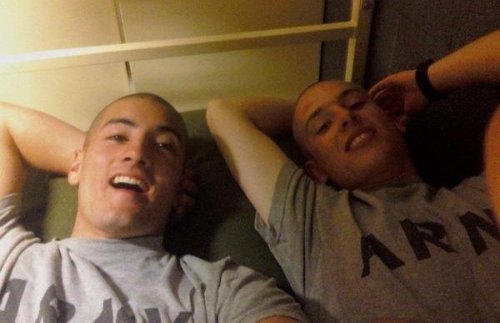benjames591:  This is me and my friend Josh. He was my best friend at boot camp. He had a lot in common when we met, thats probably why we got so close. We had both recently lost our dad’s to cancer, we were both engaged, and we both joined the Army