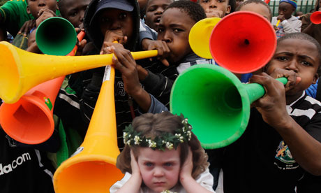 Royal wedding girl and vuvuzela.