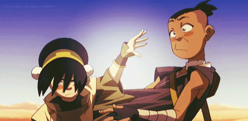 baudelaired:Sokka: Can’t you watch where you’re going?Toph: NO!Sokka: Oh, right…